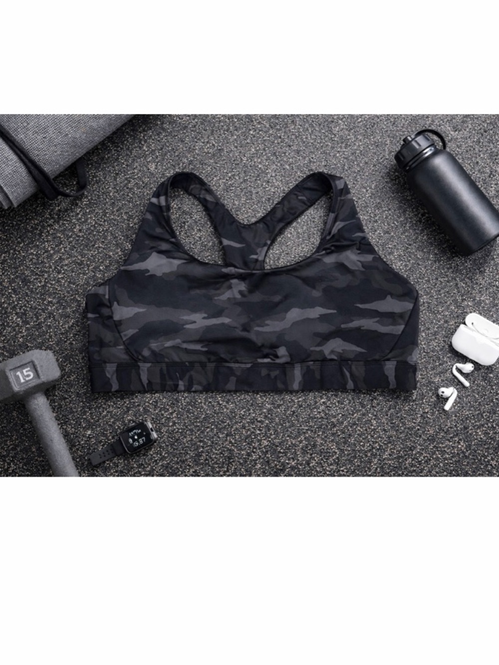 Athleta Black Camo Racerback Sports Bra